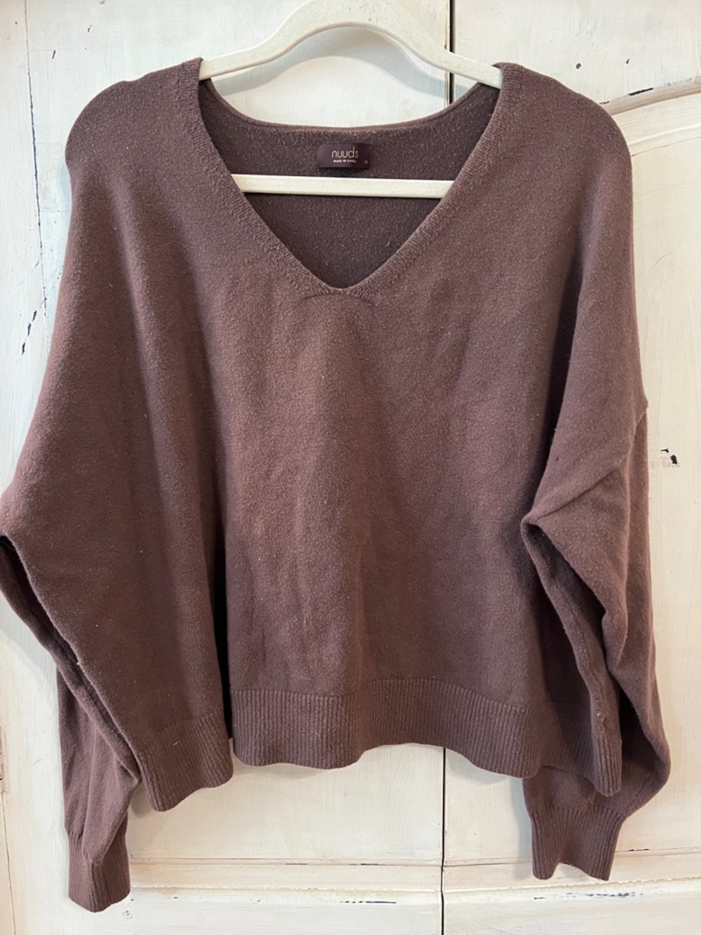 Nuuds Brown V-Neck Sweater XL Oversized Soft Knit Casual - Picture 5 of 14